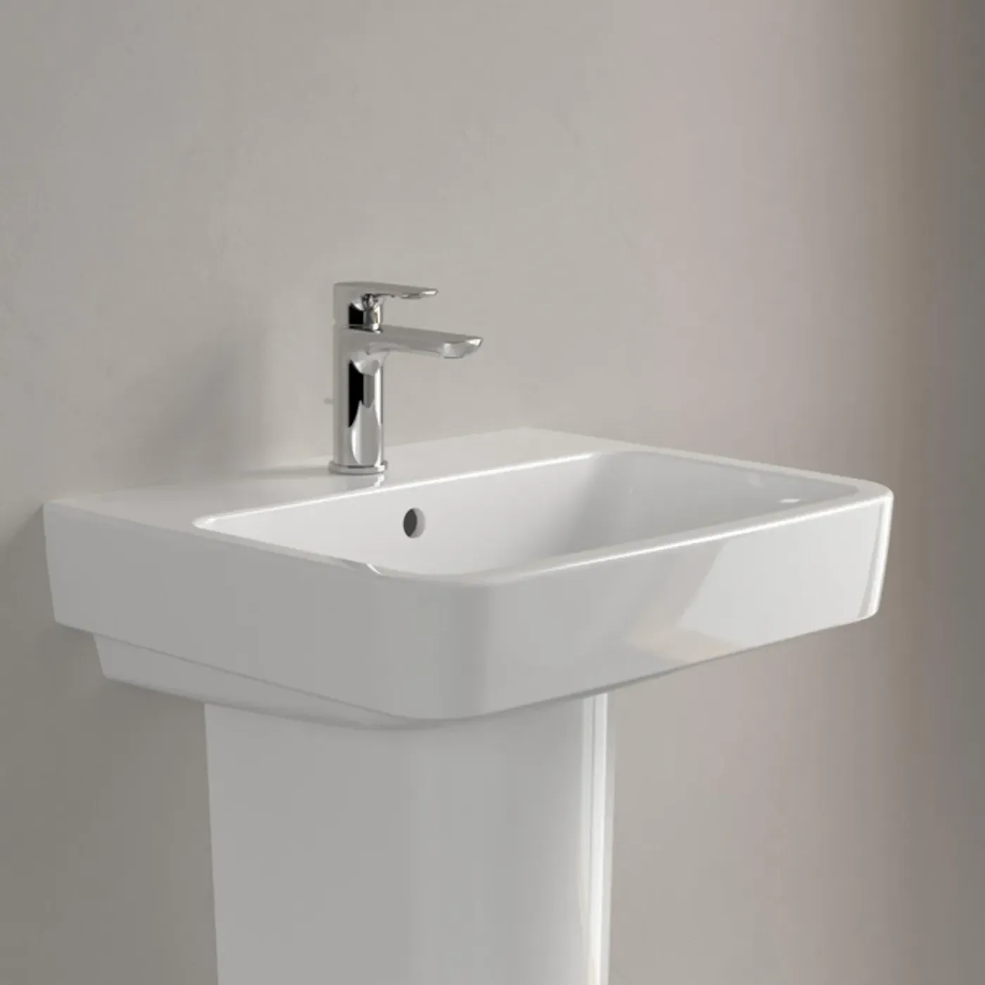 Villeroy & Boch O.novo Wastafel - 55x46cm - Met Overloop - 1 Kraangat - White Alpine (glans Wit)