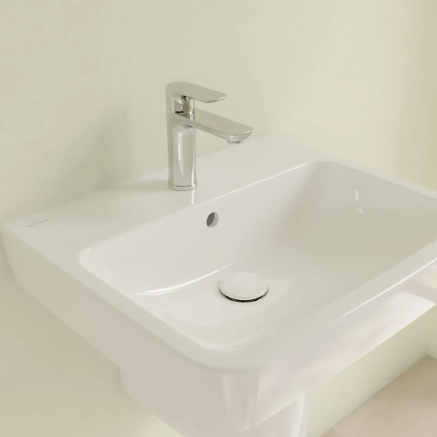 Villeroy & Boch O.novo Wastafel - 55x46cm - Met Overloop - 1 Kraangat - White Alpine (glans Wit)