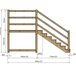 Vinuovo Milano Buitentrap 7 Gesloten Treden - Bordes L189 X B120 Cm - Leuning L+a