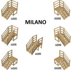 Vinuovo Milano Buitentrap 6 Treden - Bordes L189 X B120 Cm - Leuning L+r