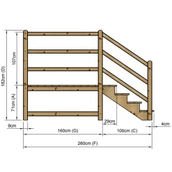 Vinuovo Milano Buitentrap 4 Treden - Bordes L189 X B120 Cm - Leuning L+a