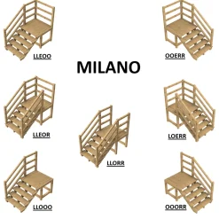 Vinuovo Milano Buitentrap 4 Treden - Bordes L189 X B120 Cm - Leuning L+a