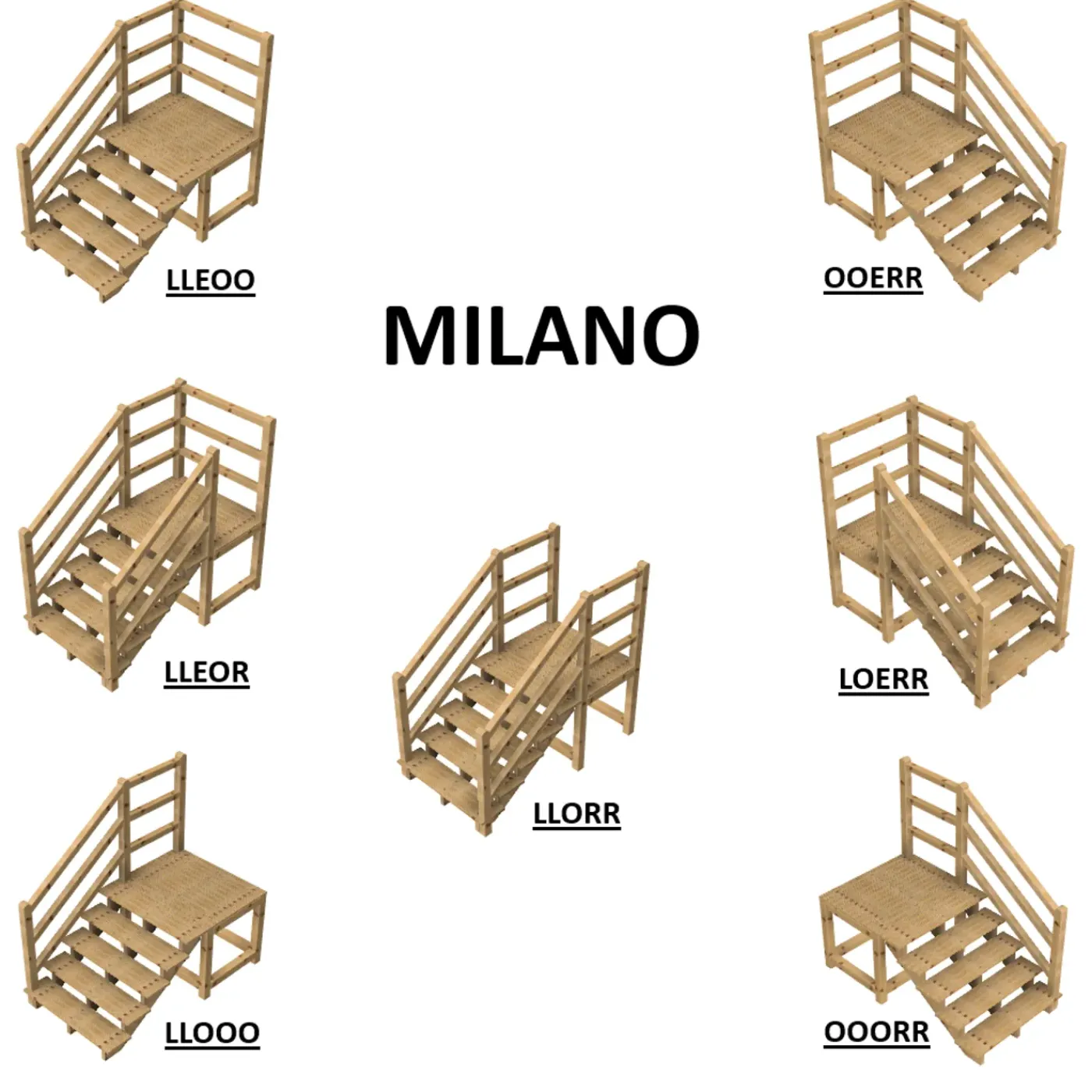 Vinuovo Milano Buitentrap 4 Treden - Bordes L189 X B120 Cm - Leuning L+a