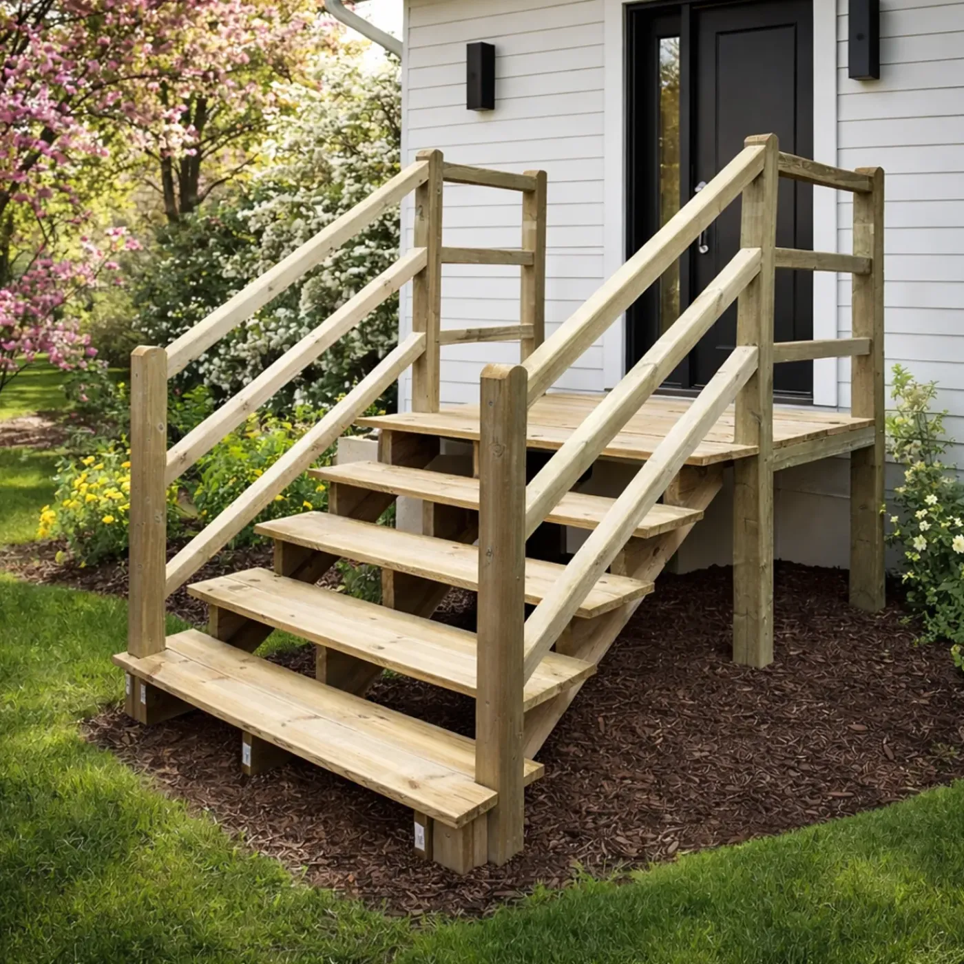 Vinuovo Milano Buitentrap 6 Treden - Bordes L116 X B120 Cm - Leuning L+r