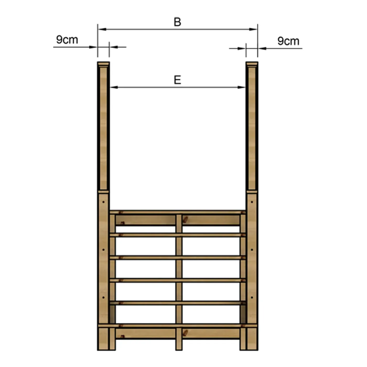 Vinuovo Milano Buitentrap 6 Treden - Bordes L116 X B120 Cm - Leuning L+r
