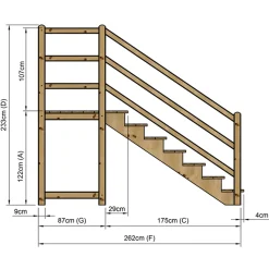 Vinuovo Milano Buitentrap 7 Treden - Bordes L116 X B120 Cm - Leuning L+a