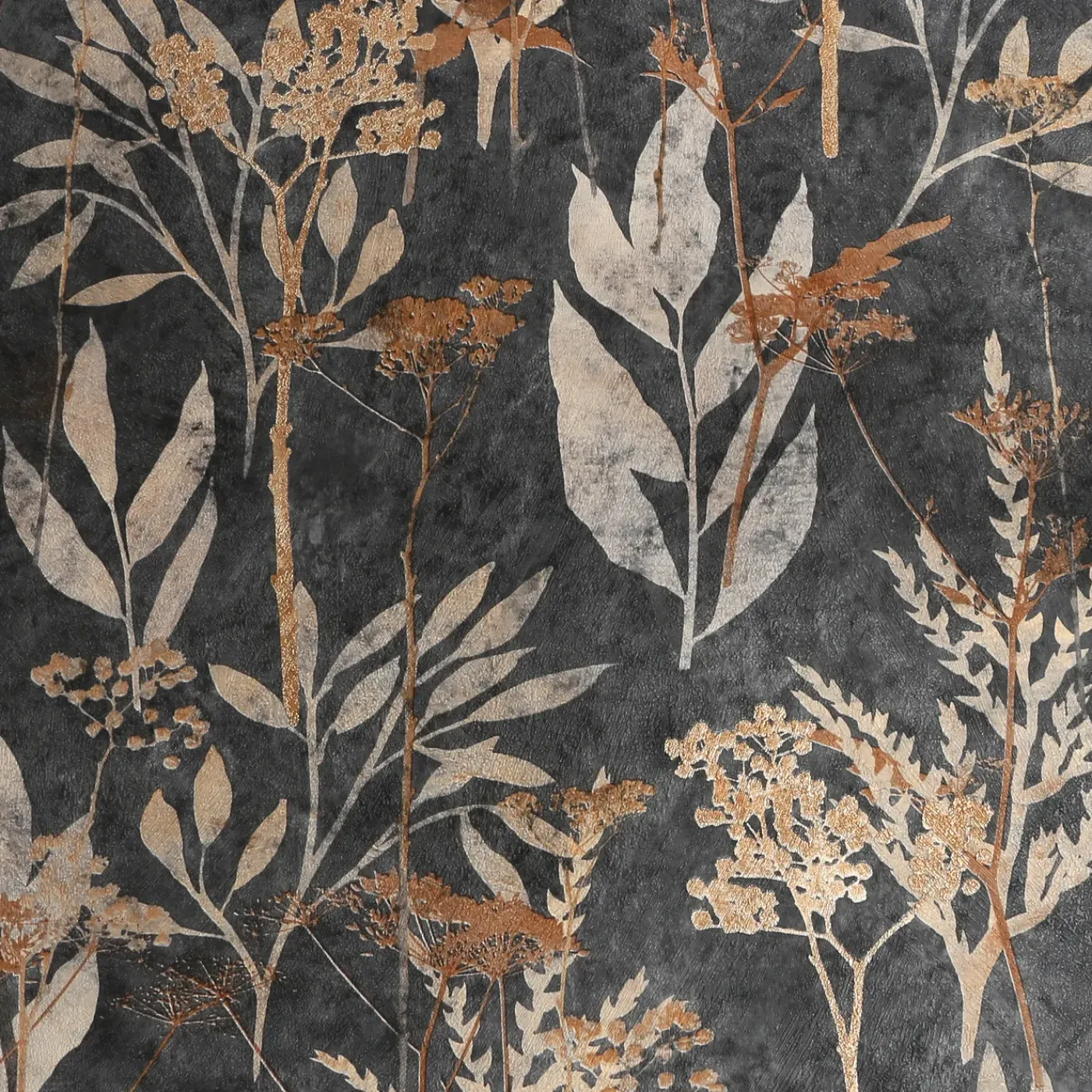Overig Vliesbehang Heracleum - Antraciet - Zilver - 10,05m x 52cm