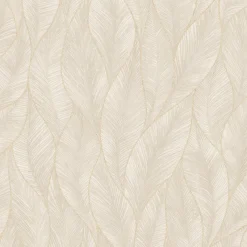 Vliesbehang Subtiele Bladeren - Naturel - Goud - 10,05m x 53cm