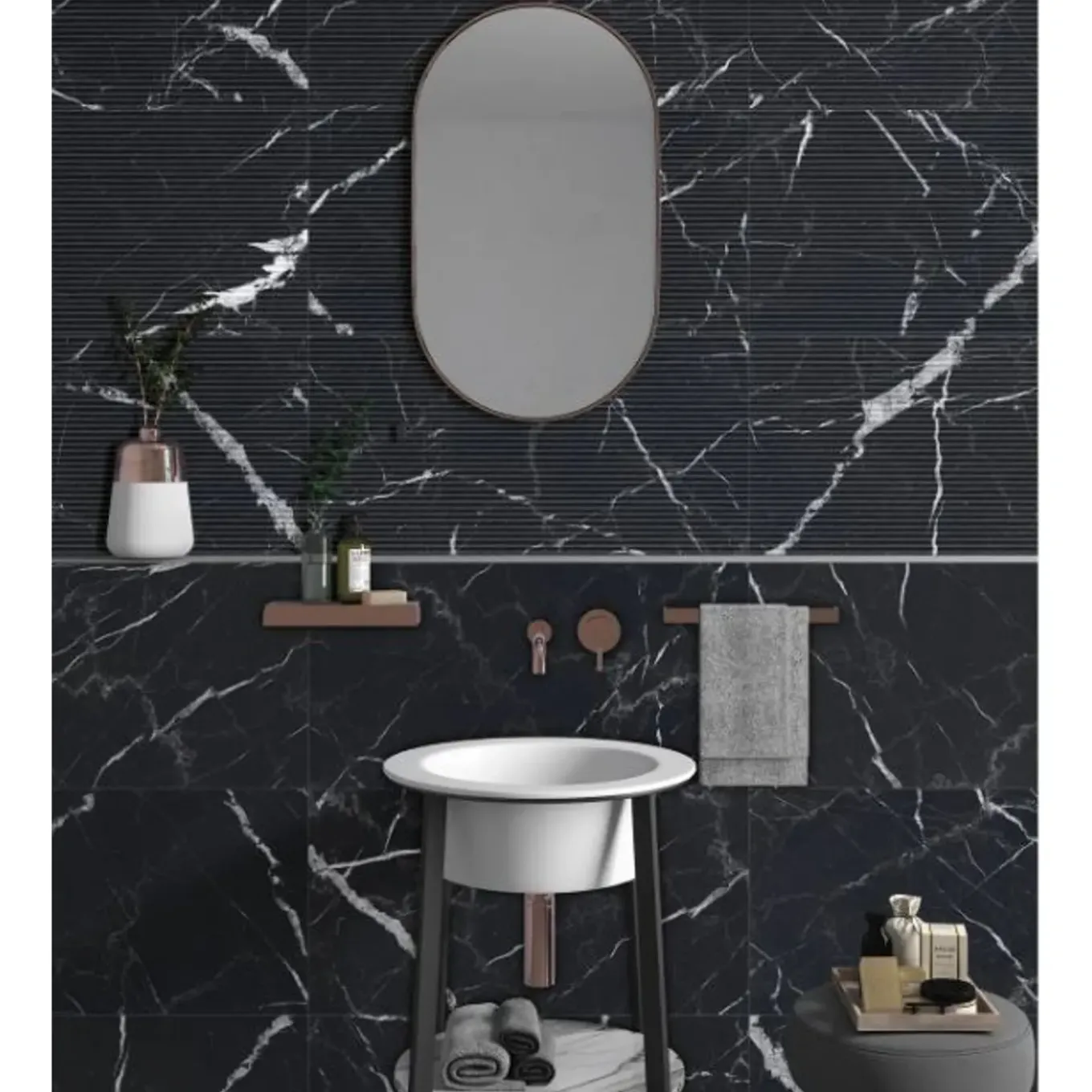 Vloertegel Verona - Marmerlook - Zwart - 31x62cm - 1m²
