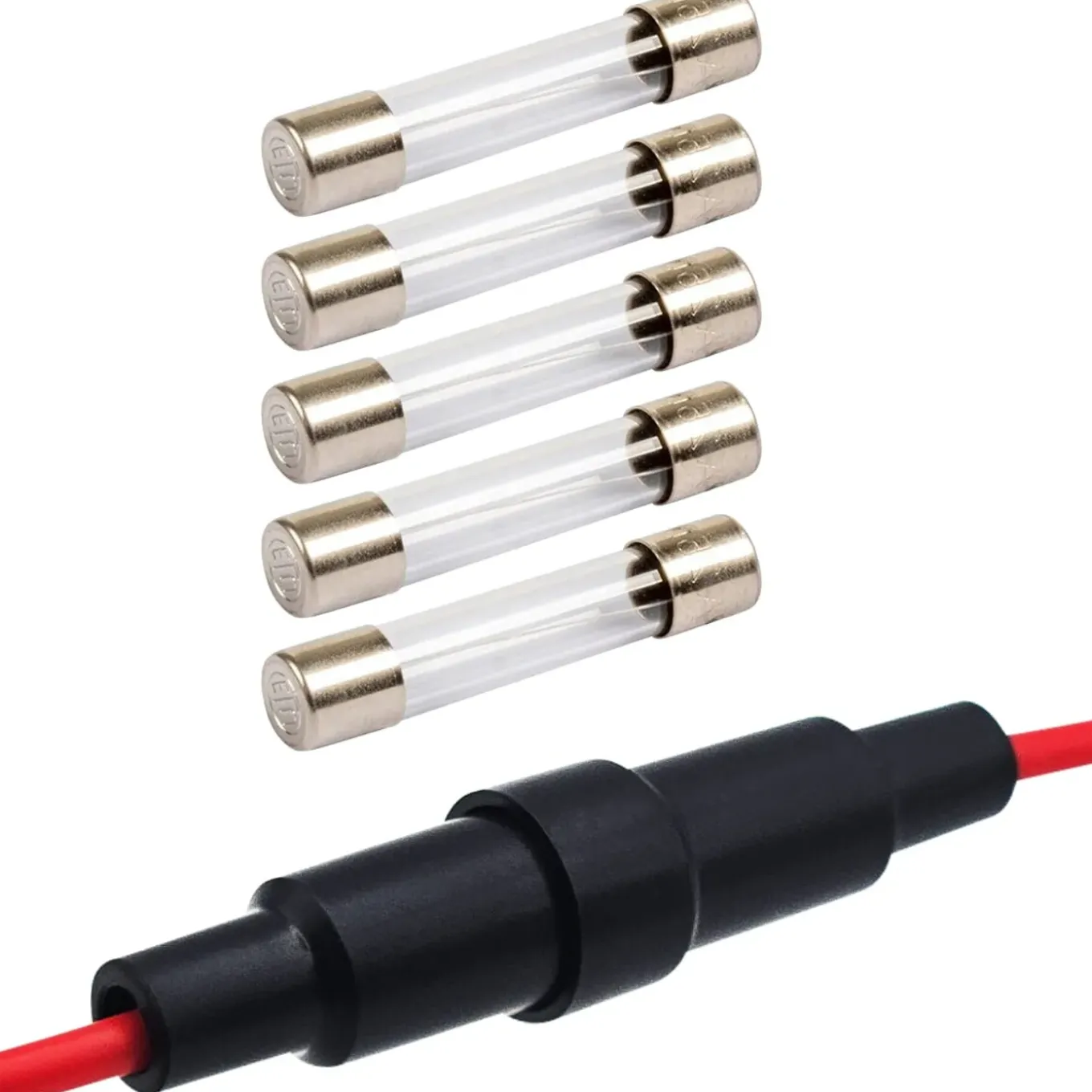 Vltg Draad Zekeringhouder 6.3x32mm - 500ma - Met 5 Glaszekeringen - F (snel) - 250v