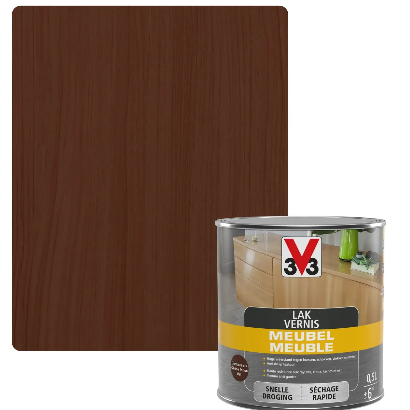 V33 meubellak donkere eik mat 500ml