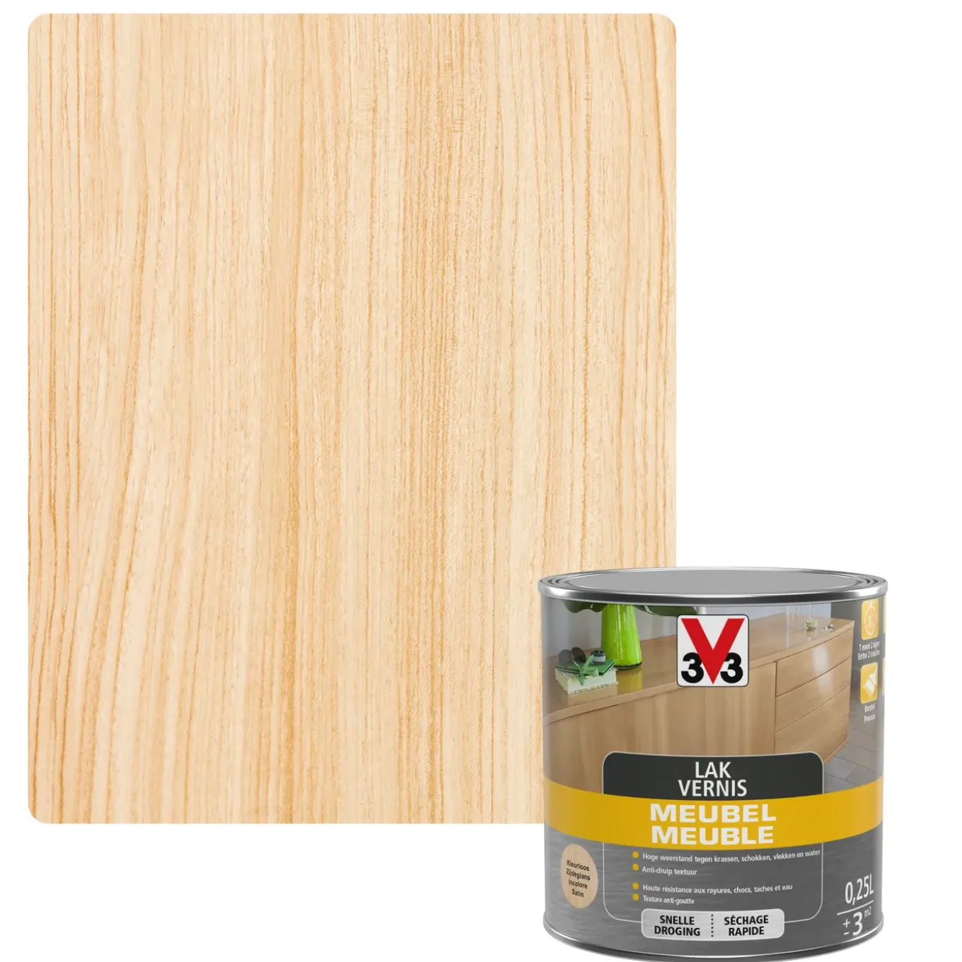 V33 meubellak transparant zijdeglans 250ml