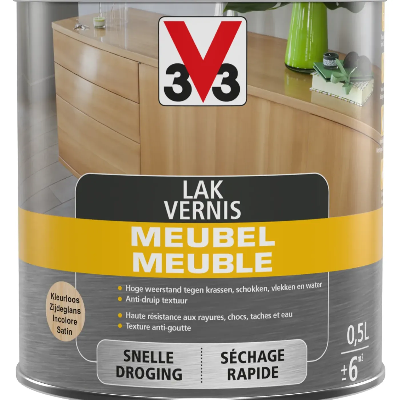 V33 meubellak transparant zijdeglans 500ml