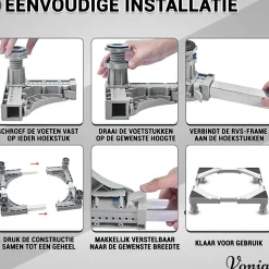 Vonia Wasmachine Verhoger - Universele verhoging voor Witgoed - Verstelbaar - 300 KG
