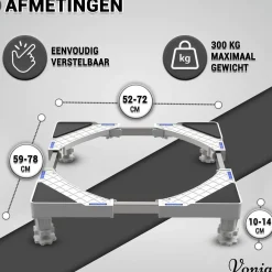 Vonia Wasmachine Verhoger - Universele verhoging voor Witgoed - Verstelbaar - 300 KG
