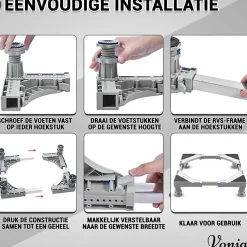 Vonia Wasmachine Verhoger - Universele verhoging voor Witgoed - Verstelbaar - 300 KG