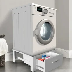 Vonia Wasmachine Verhoger - Wasmachine Verhoger met lade - Wasmachine Sokkel - 63x54x31 - Wit