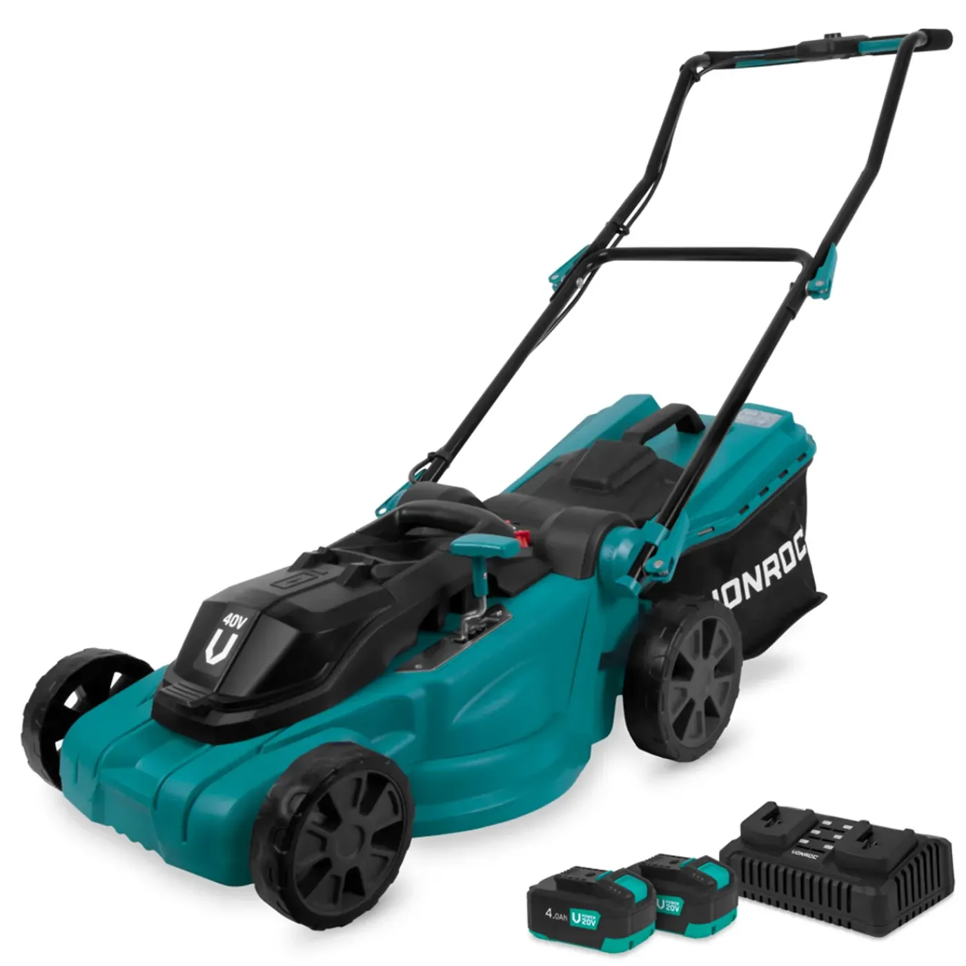 VONROC Accu Grasmaaier 40v – 38cm – Centrale Hoogteverstelling – Incl. Twee 4.0ah Accu’s, Snellader