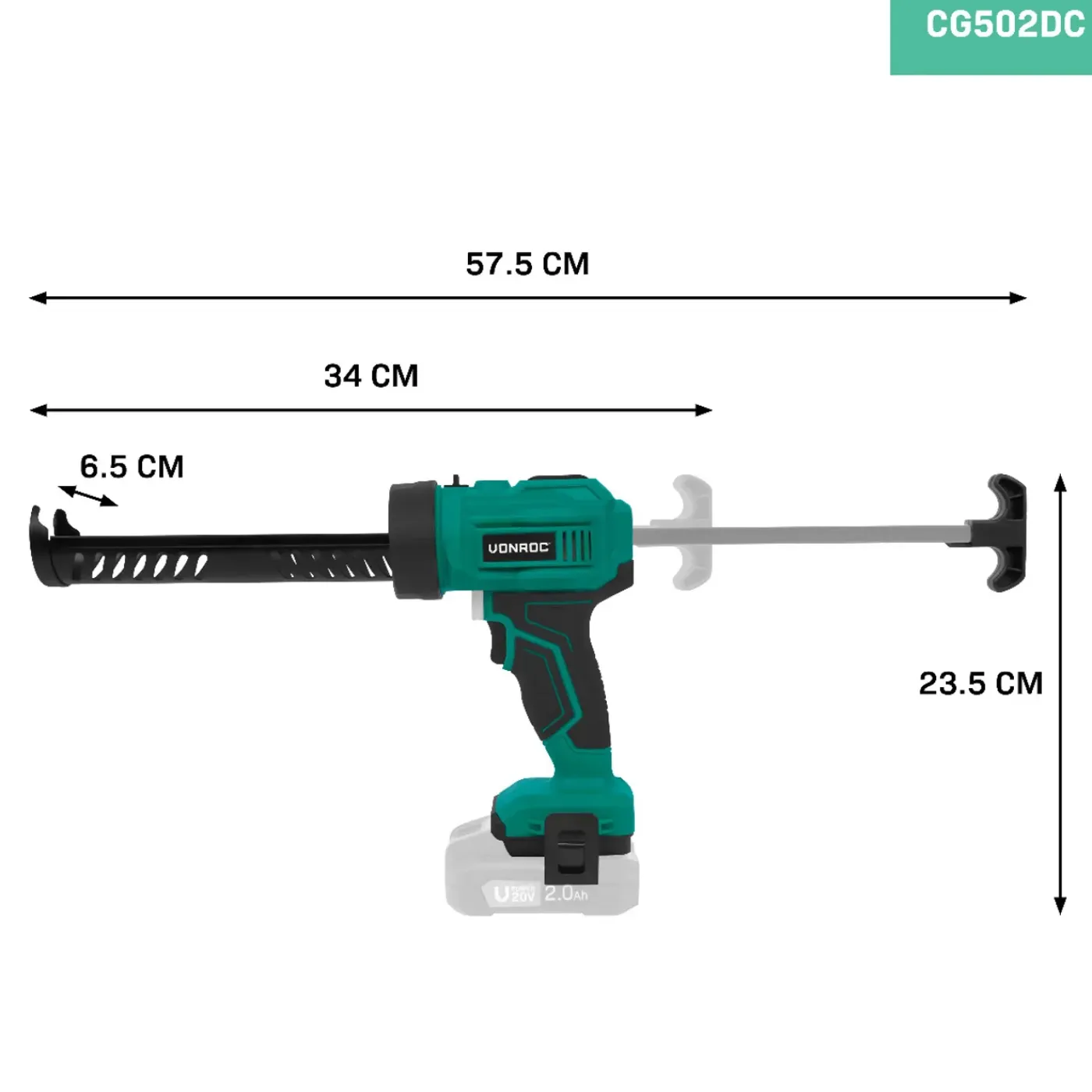 VONROC Accu Kitspuit 20v - Duwkracht 1.18kn/120kg - Anti-drip Systeem - Variabele Snelheidsregeling