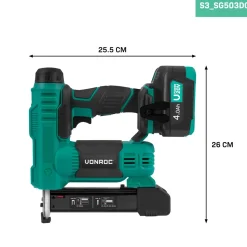 Vonroc Accu Tacker 20v –4.0ah - Incl. Spijkers En Nieten | Incl. Accu En Snellader