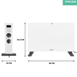 Vonroc Convectorkachel – 2000w – Wit | Met 2 Standen En Turbo Functie