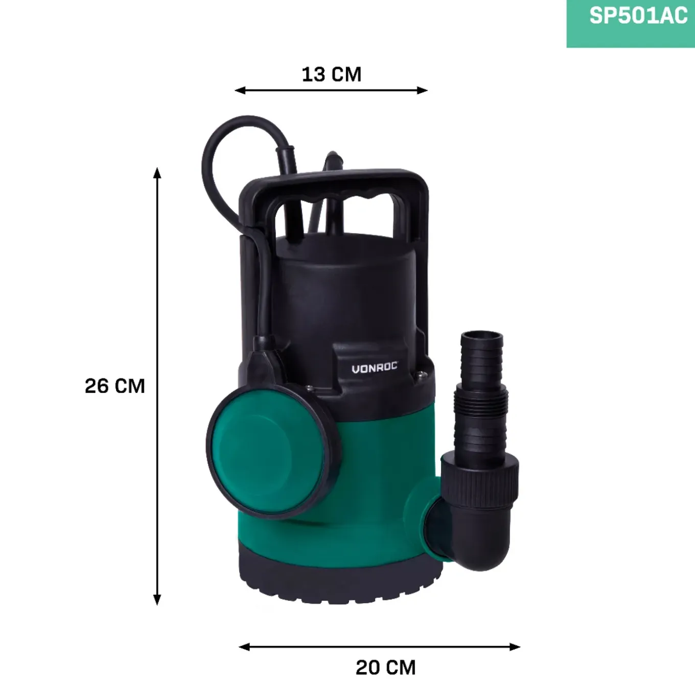 Vonroc Dompelpomp 300w – 6500l/h | Voor Schoon En Lichtvervuild Water