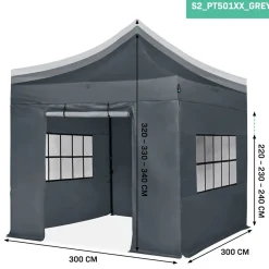 Vonroc Easy-up Partytent – 3x3 M - Opvouwbaar – Uv Bescherming - Waterdicht – Stalen Frame - Grijs