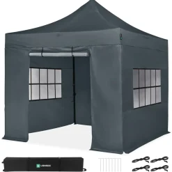 Vonroc Easy-up Partytent – 3x3 M - Opvouwbaar – Uv Bescherming - Waterdicht – Stalen Frame - Grijs