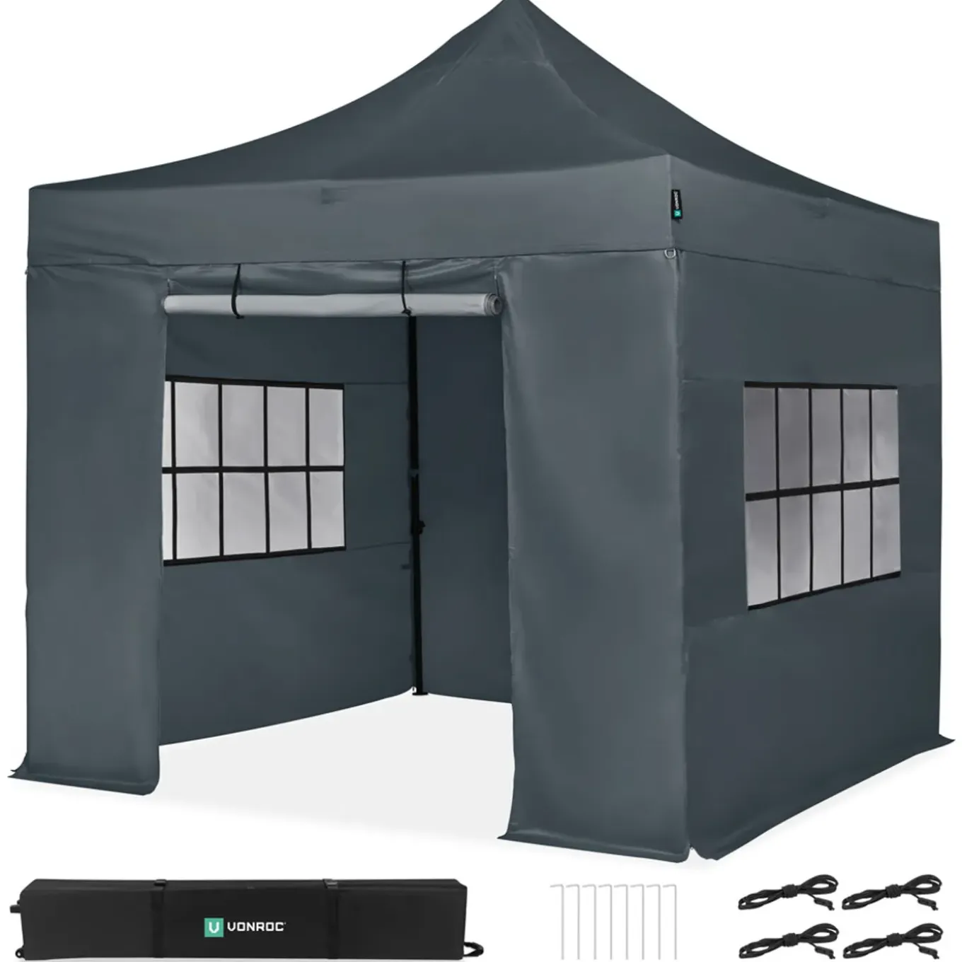 Vonroc Easy-up Partytent – 3x3 M - Opvouwbaar – Uv Bescherming - Waterdicht – Stalen Frame - Grijs