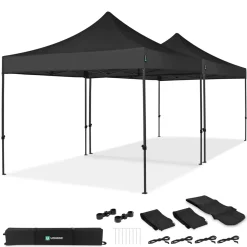 VONROC Easy-up Partytent – 6x3 M - Opvouwbaar – Uv Bescherming - Waterdicht – Stalen Frame - Zwart