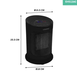Vonroc Elektrische Ventilatorkachel - 1200w/1800w - Keramisch | Zwenkfunctie
