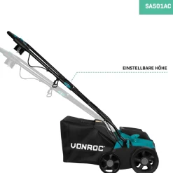 VONROC Elektrische Verticuteermachine / Gazonbeluchter 1300w - 32 Cm | Incl. 35l Opvangbak