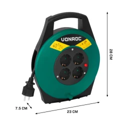 Vonroc Kabelhaspel 10m – Ip20 – 4 Geaarde Stopcontacten – Thermische Beveiliging