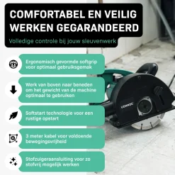 VONROC Muurfrees – Sleufmachine – 1700w – Diam.150mm – Incl. 6 Stuks Diamantschijven & Opbergtas