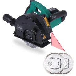 Vonroc Muurfrees | Sleuvenfrees + Laser – 1700w – 150mm – Incl. 4 Diamantschijven, Stofzuig Adapter