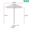 Vonroc Parasol Torbole – Diam.200cm – Premium Parasol | Beige
