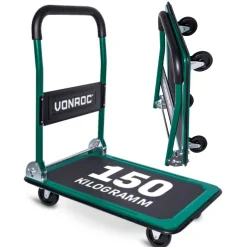 VONROC Plateauwagen/transportwagen – Opvouwbaar – Draagvermogen Max. 150kg