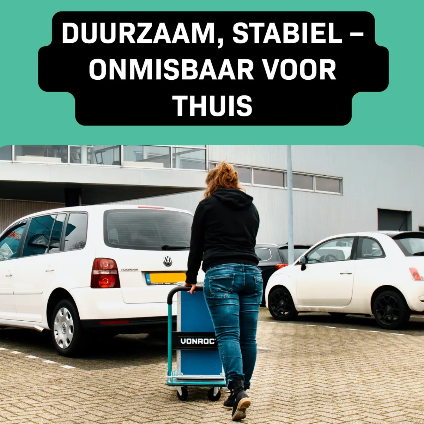 VONROC Plateauwagen/transportwagen – Opvouwbaar – Draagvermogen Max. 150kg