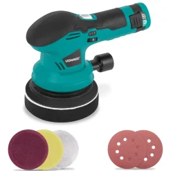 VONROC Polijstmachine 12v- Diam. 125mm | Incl. Accu, Usb-c Kabel, 4 Polijstschijven En Schuurpapier
