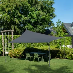VONROC Premium Schaduwdoek - Rechthoek - 400x300 Cm – Waterafstotend - Grijs – Incl. Opbergtas En Be