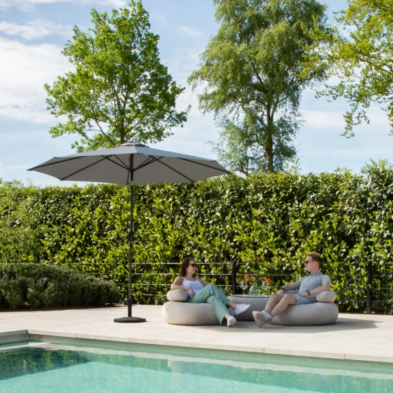 Vonroc Premium Stokparasol Recanati Diam.300cm – Incl. Beschermhoes - Kantelbaar – Uv Werend - Grijs