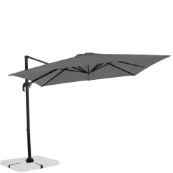 VONROC Premium Zweefparasol Pisogne 300x300cm – Incl. Kruisvoet & Beschermhoes – Grijs