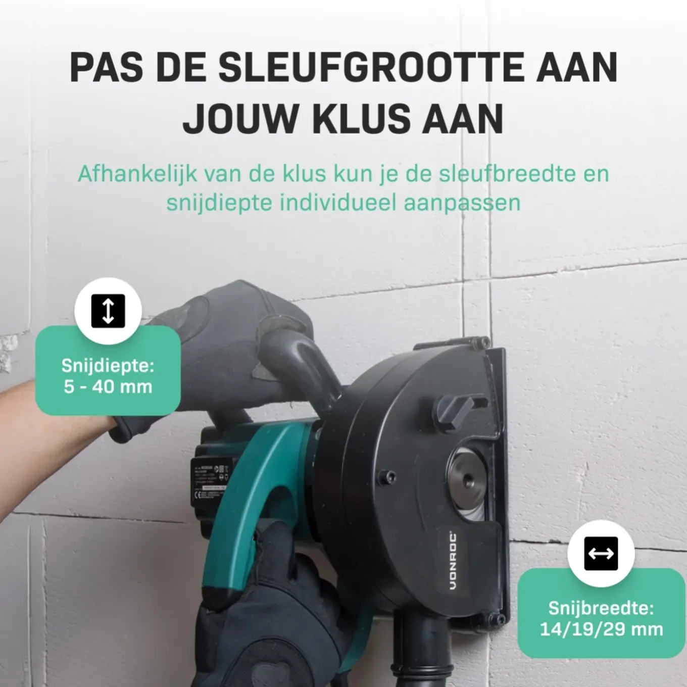 Vonroc Sleuvenfrees 1700w - 150mm | Incl. 4 Sleuvenfrees Schijven