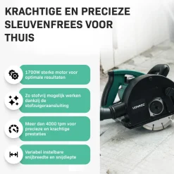 Vonroc Sleuvenfrees 1700w - 150mm | Incl. 4 Sleuvenfrees Schijven