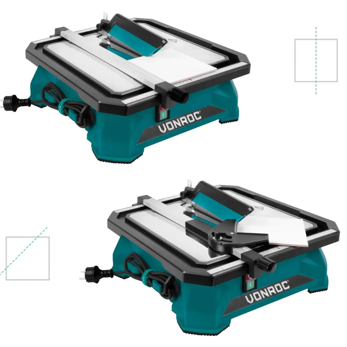 Vonroc Tegelzaag 650w –180mm – Geïntegreerd Waterreservoir – Extra Groot Rvs Werkblad