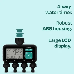 Vonroc 4-weg Watertimer – Besproeiingscomputer Voor 4 Zones – Instelbare Tijd -frequentie Per Zone