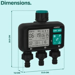 VONROC 3-weg Watertimer - Instelbare Bewateringstijd Voor 3 Zones - Frequentie Per Zone