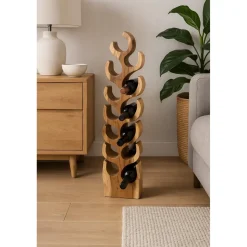 Vtw Living - Staand Wijnrek Teakhout - 12 Flessen - 24 x 18 x 100 cm