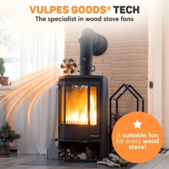 Vulpes Goods Houtkachel Ventilator - Haard Ventilator - Ecofan - 6 Bladen - Zwart