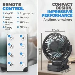 Vulpes Goods Ventilator - Tafelventilator - Fluisterstil - Oplaadbaar - Timer - Afstandsbediening